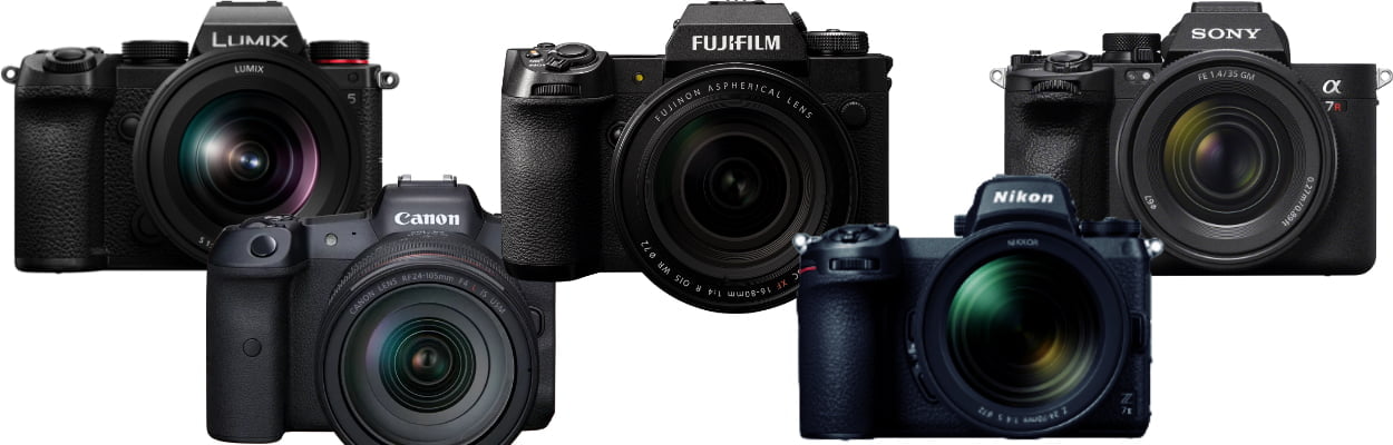 Cameras options v2 Various mirrorless cameras from Sony, Canon, Panasonic, Fuji and Nikon