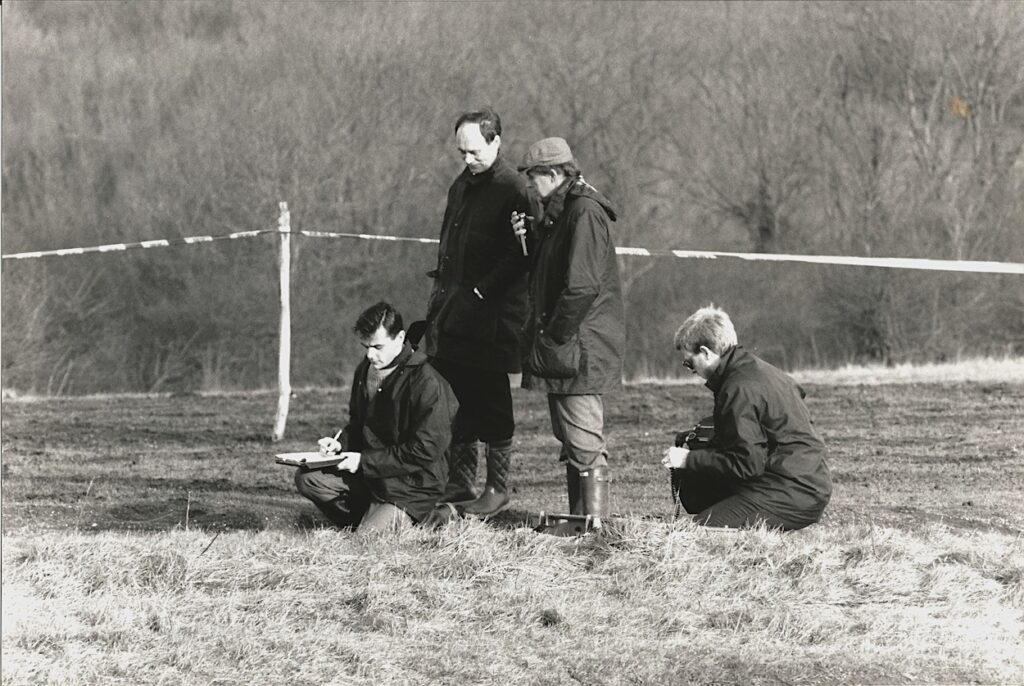 35 Years Later: Reflecting on a Pivotal Case in My Career 2 Three Scenes of Crime Officers and a senior manager outside at a crime scene on Devil's Dyke, near Brighton